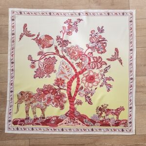 Longchamp Red/cream Floral Scarf